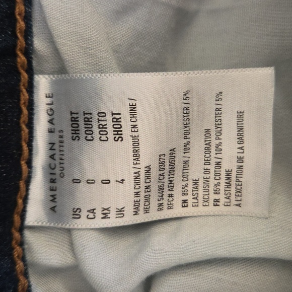 American Eagle | Distressed Hi-Rise Jegging Dark Wash Skinny Jeans Size 0 Short - Picture 8 of 8